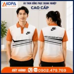 Áo polo đồng phục Nike màu cam trắng trẻ trung