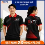 Áo polo đồng phục RKEI màu đen phối đỏ cá tính