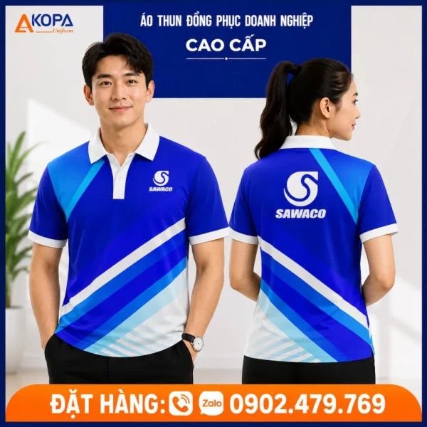 Áo Thun Polo Đồng Phục Công Ty Sawaco Màu Xanh – AK0073