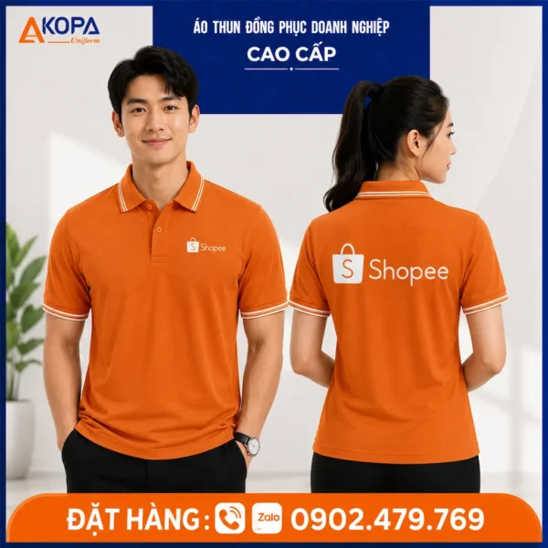 Áo Thun Polo Đồng Phục Công Ty Shoppe Màu Cam – AK0074