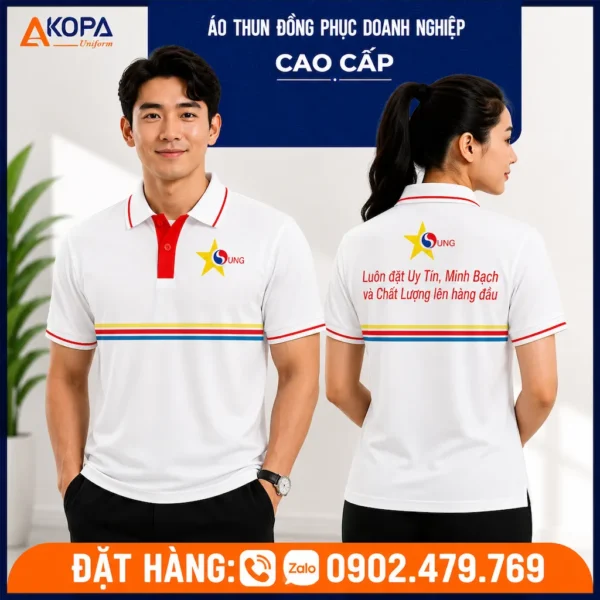 Áo Thun Polo Đồng Phục Công Ty Sung Group Trắng Đỏ – AK0075