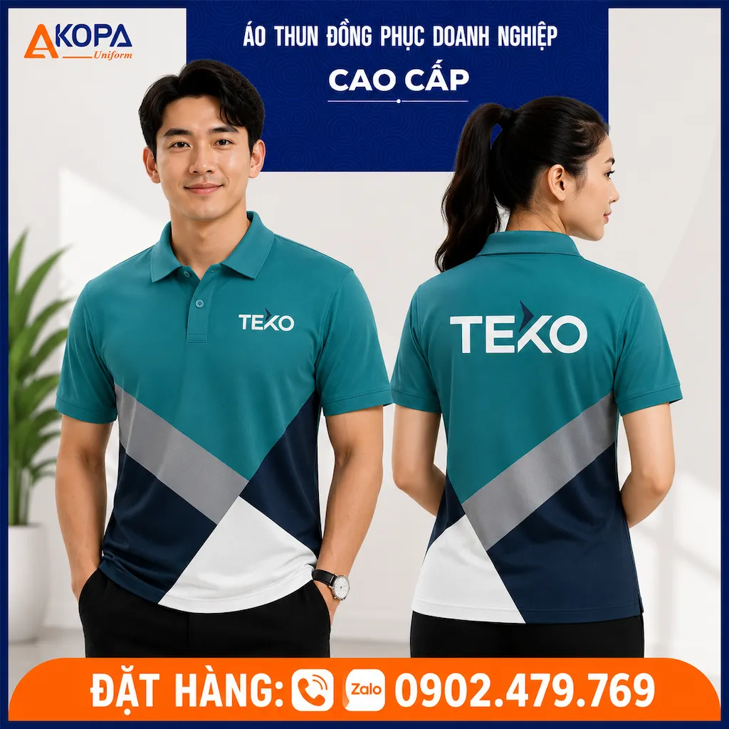 Áo Polo Đồng Phục Công Ty Công Nghệ Thông Tin Màu Xanh Ngọc