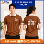 Áo polo đồng phục The Coffee House màu nâu phối trắng cao cấp