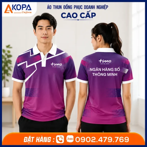 Áo Thun Polo Đồng Phục Ngân Hàng Timo Màu Tím – AK0081