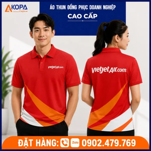 Áo Thun Polo Đồng Phục VietJet Air Màu Đỏ – AK0085