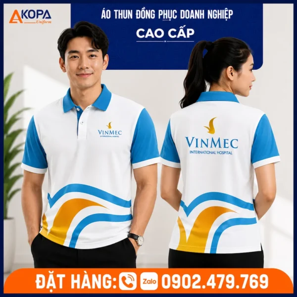 Áo Thun Polo Đồng Phục Bệnh Viện Vinmec Màu Trắng – AK0089