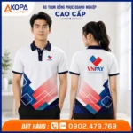 Áo Polo Đồng Phục Công Ty Ví Điện Tử Màu Trắng Phối Xanh