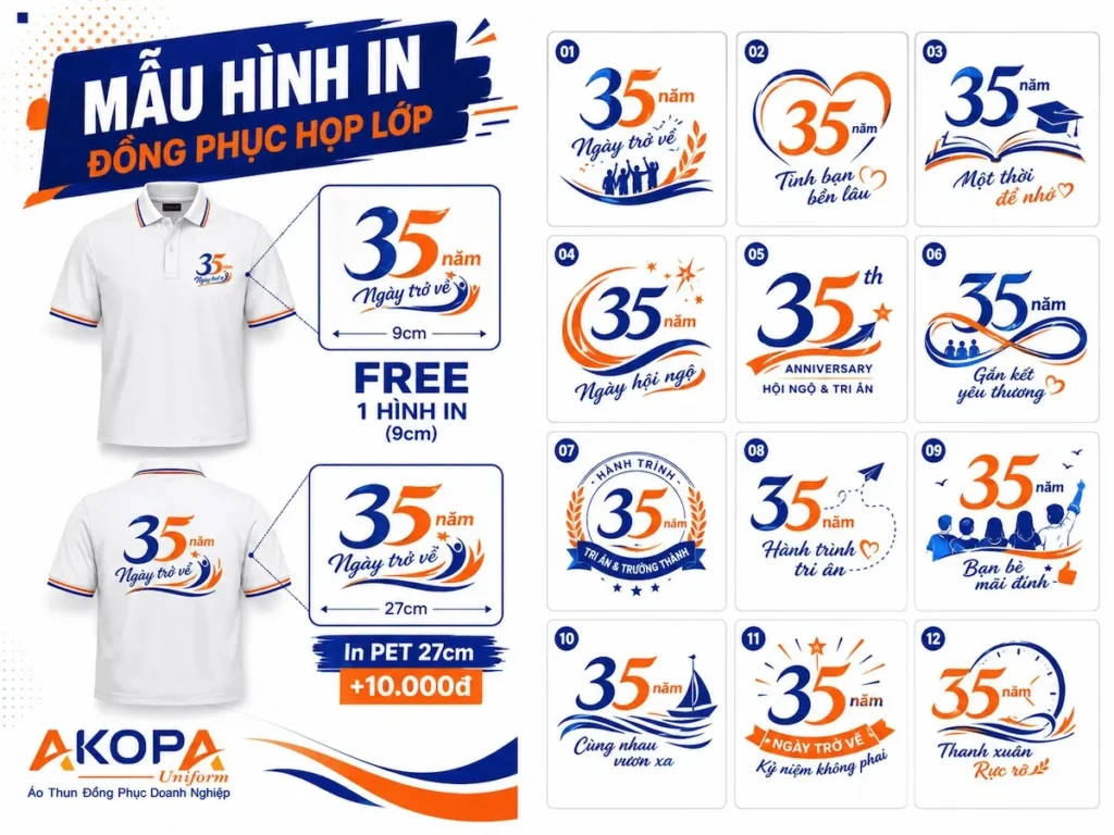 mẫu hình in áo họp lớp 35 năm
