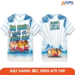 Áo phông đồng phục nhóm thiết kế trẻ trung với slogan “Ăn chơi phải có đồng bọn”, thích hợp cho du lịch, sự kiện và hoạt động teambuilding.