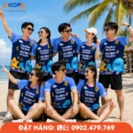Áo phông đồng phục nhóm thiết kế sáng tạo, phù hợp team building, du lịch biển và hoạt động tập thể, giúp tăng sự gắn kết và tạo dấu ấn riêng.