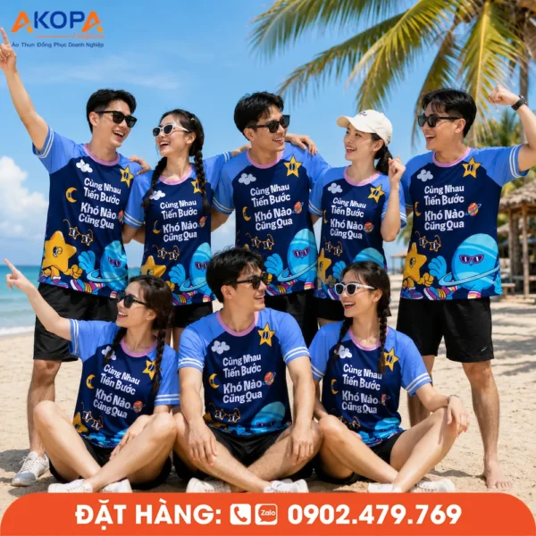 Áo Phông Nhóm Cùng Nhau Tiến Bước Khó Nào Cũng Qua