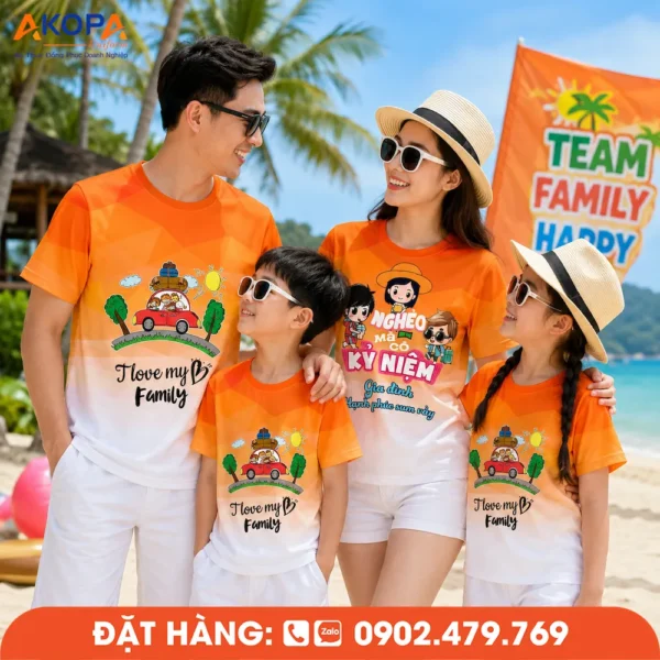 Áo Phông Nhóm Đi Biển I Love My Family Đẹp Dành Cho Gia Đình