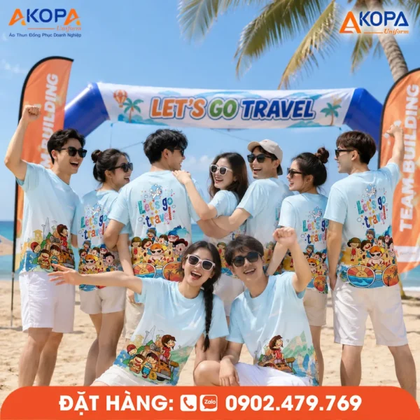Áo Phông Nhóm Team Building Let’s Go Travel Đẹp Cho Đội Nhóm