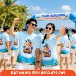 Áo phông đồng phục nhóm thiết kế Let's Go Travel màu xanh nhạt, lý tưởng cho teambuilding, du lịch biển, sự kiện và các hoạt động gắn kết tập thể.
