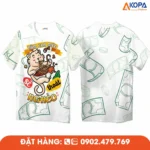 Áo phông đồng phục nhóm thiết kế sáng tạo với hình mèo ăn mì và slogan vui nhộn, phù hợp cho du lịch, teambuilding, sự kiện và các hoạt động gắn kết nhóm.