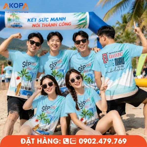 Áo Phông Nhóm In Slogan Sếp Ơi Đi Chơi Đi Cho Đội Nhóm