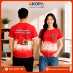 Áo phông nhóm du lịch màu đỏ nổi bật, in slogan "Chỉ cần có nhau, đi đâu cũng được", phù hợp cho team đi biển, dã ngoại và du lịch.
