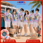 Mẫu áo nhóm đi biển tie-dye pastel với thông điệp "We Are One", mang phong cách trẻ trung, nổi bật và giúp cả team thêm gắn kết trong mỗi chuyến đi.