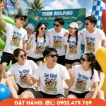 Áo phông team building thiết kế hiện đại, phù hợp cho chương trình du lịch biển, team building công ty và hoạt động tập thể, mang lại hình ảnh chuyên nghiệp và đồng nhất.