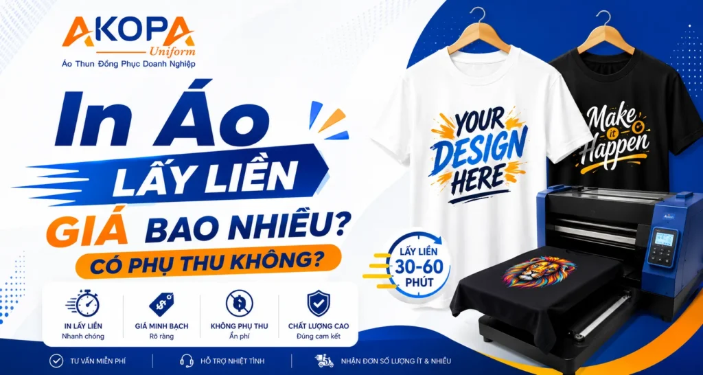 dịch vụ in áo lấy liền, báo giá minh bạch, không phụ thu, nhận đơn số lượng ít và lớn, phù hợp cho doanh nghiệp, sự kiện, team building và đồng phục công ty.