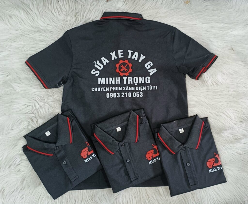 in áo tiệm sửa xe ở quy nhơn