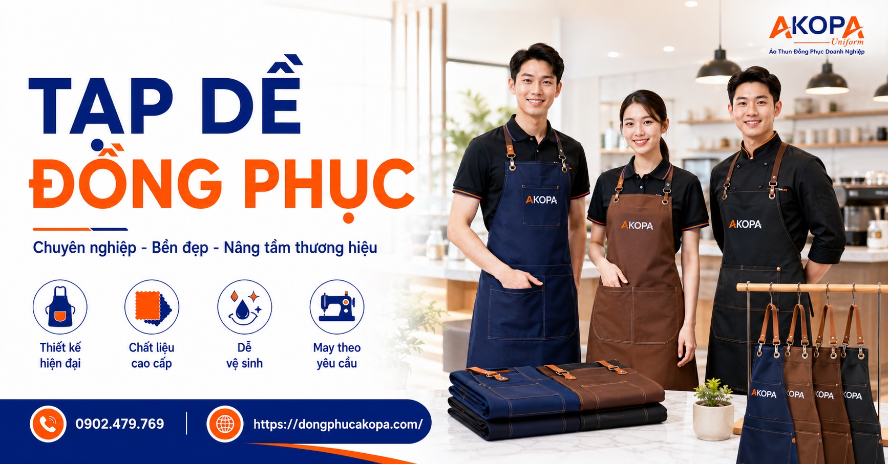 tạp dề đồng phục ảnh bìa akopa