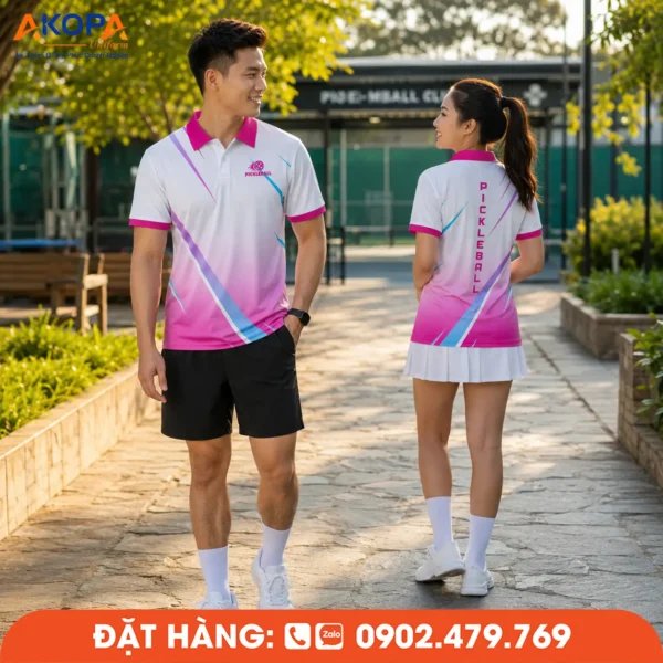 Áo Đồng Phục Pickleball Sắc Hồng Chuyển Màu – PK139