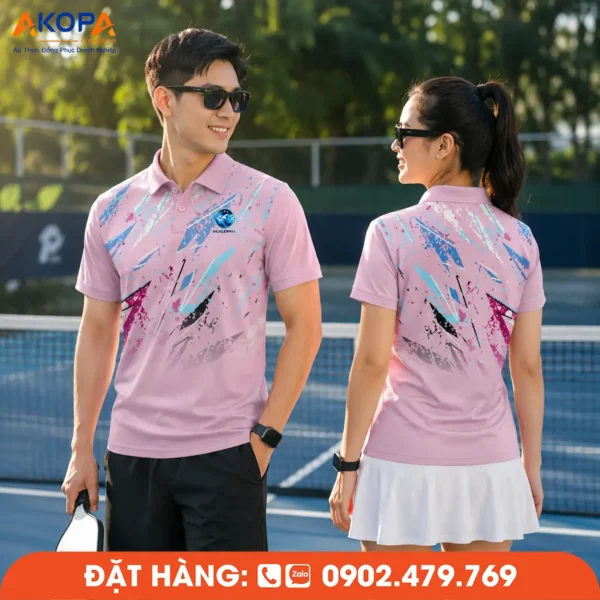 Áo Đồng Phục Pickleball Hồng Pastel – PK143