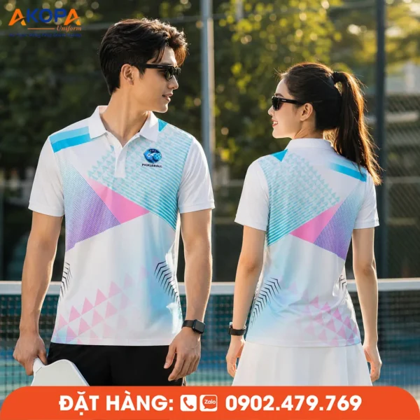 Áo Đồng Phục Pickleball Pastel Phối Xanh Hồng Và Tím – PK144