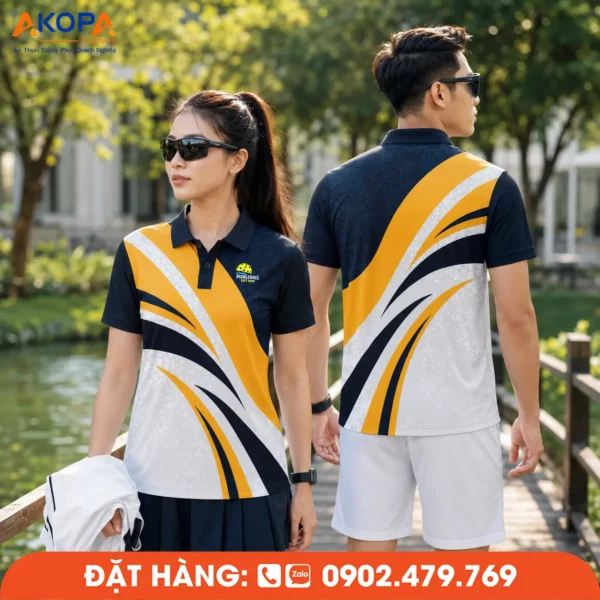 Áo Đồng Phục Pickleball Đen Phối Vàng – PK161