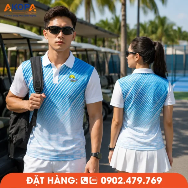 Áo Đồng Phục Pickleball Xanh Trắng – PK162