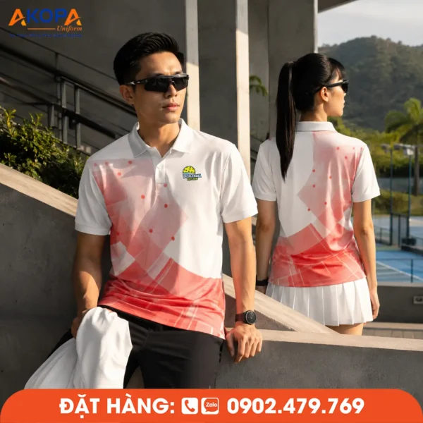 Áo Đồng Phục Pickleball Trắng Phối Đỏ – PK164
