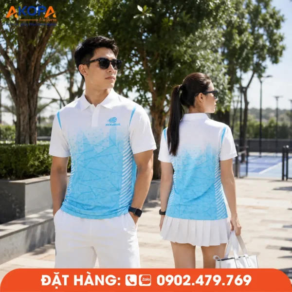 Áo Đồng Phục Pickleball Trắng Phối Xanh – PK170