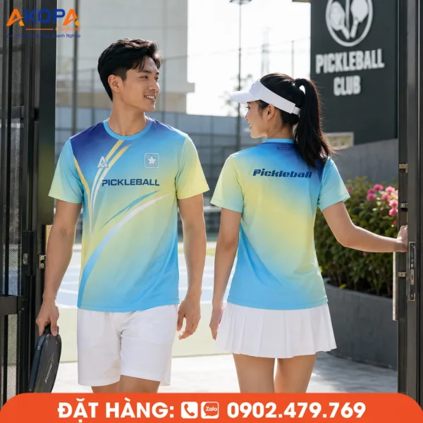 Áo Đồng Phục Pickleball Xanh Pastel Chuyển Sắc – PK104
