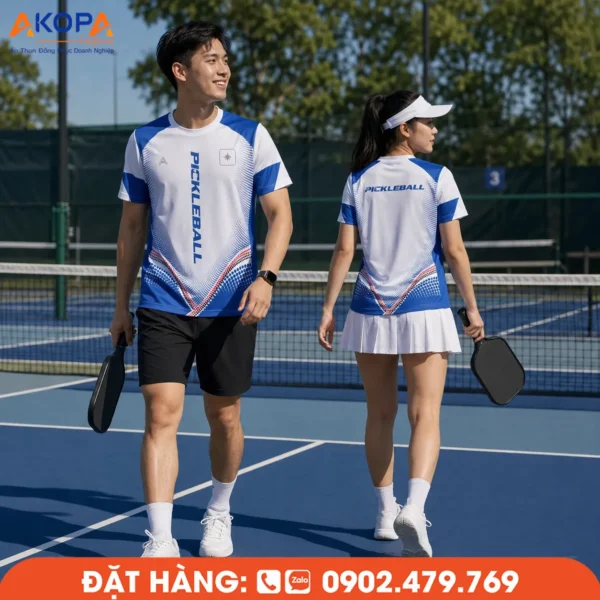 Áo Đồng Phục Pickleball Trắng Xanh – PK127
