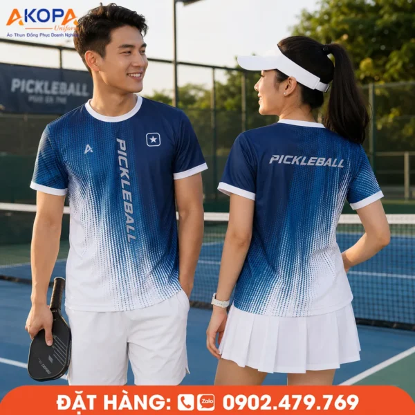 Áo Đồng Phục Pickleball Xanh Navy Phối Trắng – PK129