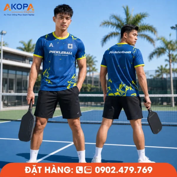 Áo Đồng Phục Pickleball Xanh Phối Vàng – PK259