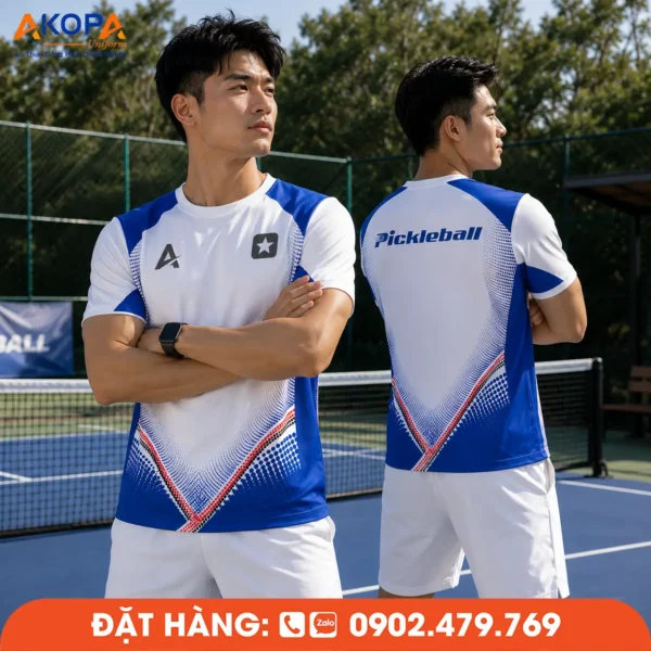Áo Đồng Phục Pickleball Trắng Xanh – PK268