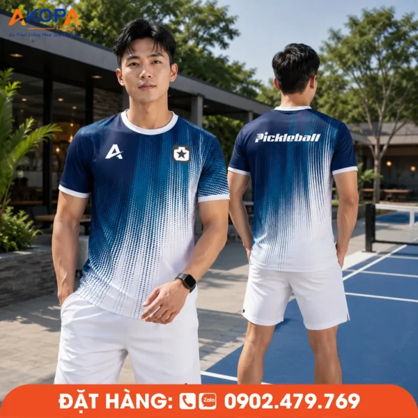 Áo Đồng Phục Pickleball Xanh Navy Trắng – PK270