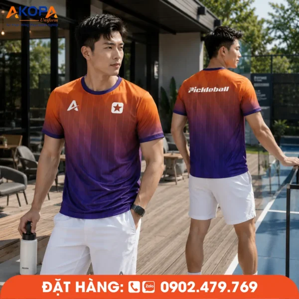 Áo Đồng Phục Pickleball Cam Tím – PK271
