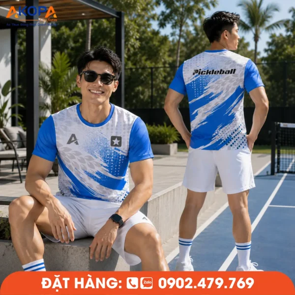 Áo Đồng Phục Pickleball Trắng Xanh – PK272