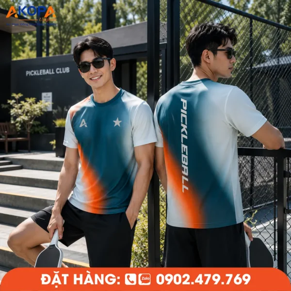Áo Đồng Phục Pickleball Xanh Ghi – PK284