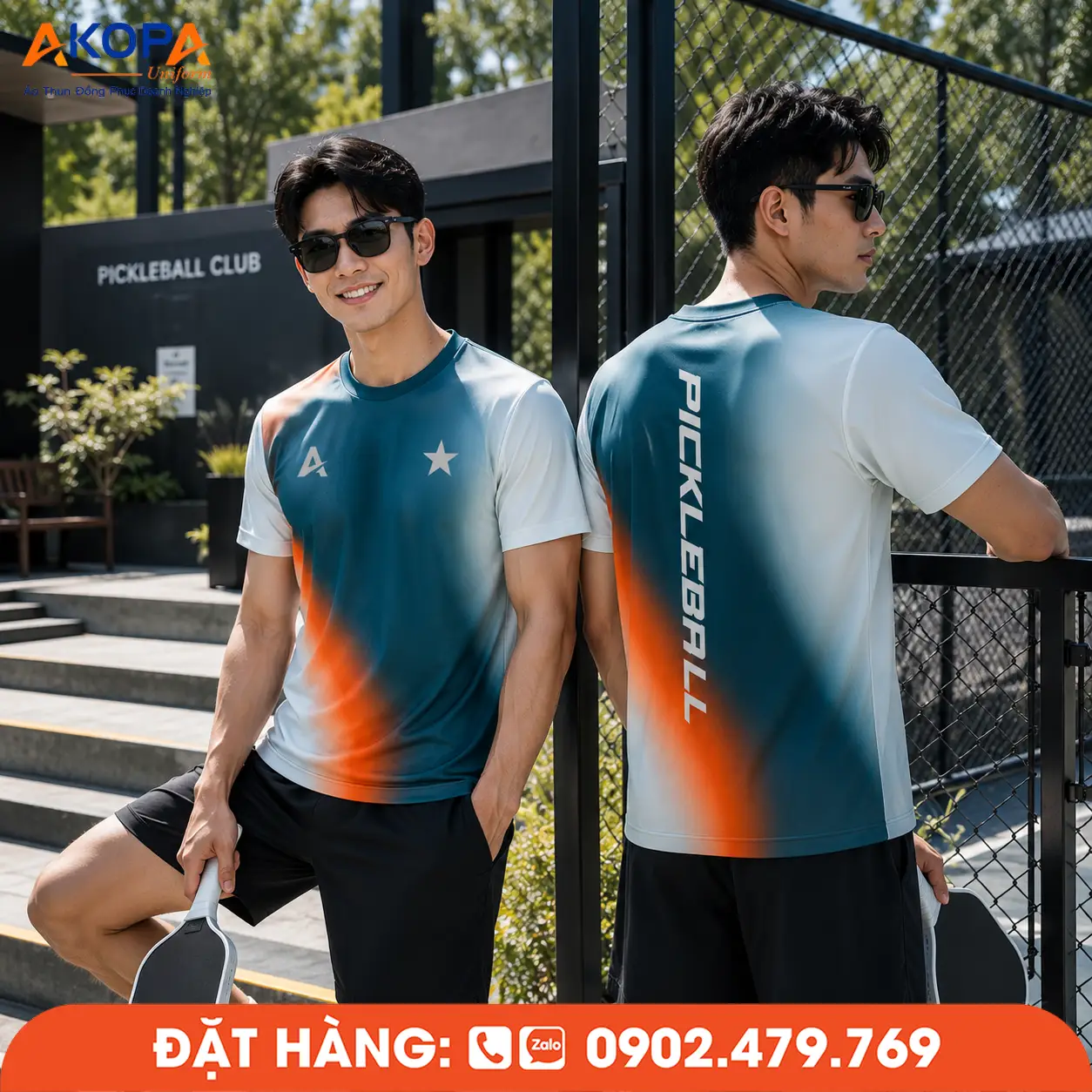 Áo giải pickleball xanh ghi PK284