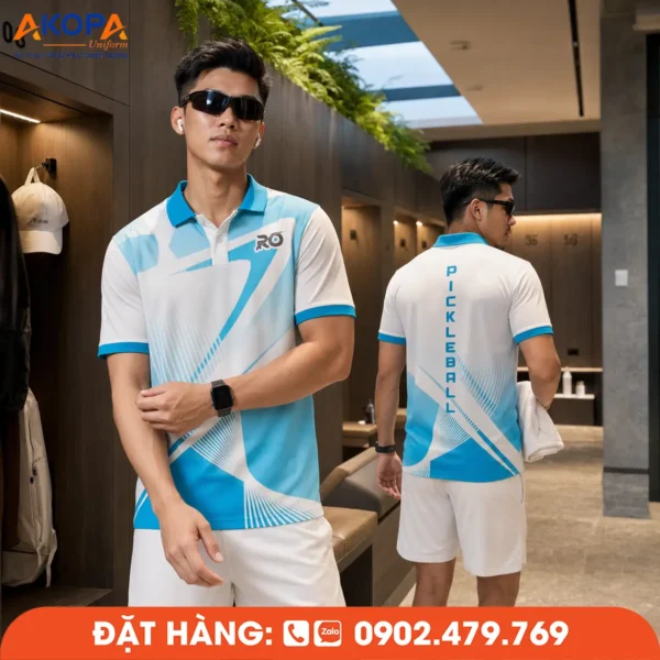 Áo Đồng Phục Pickleball Trắng Xanh – PK190