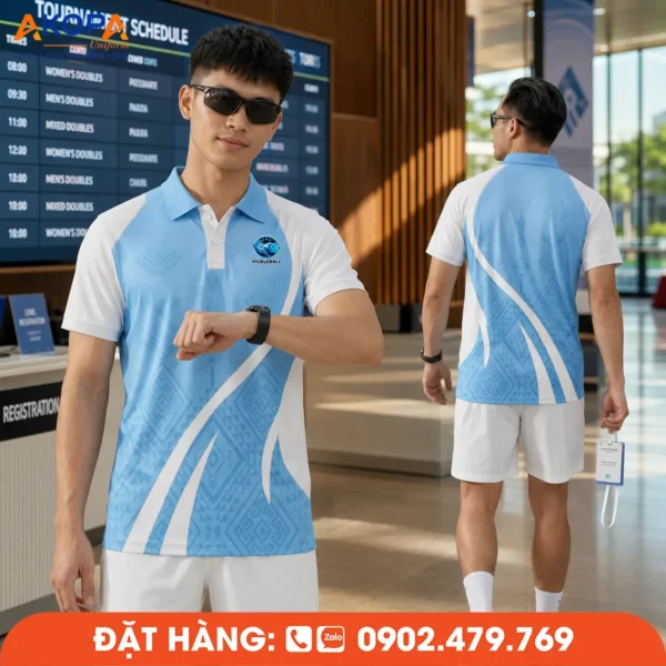 Áo Đồng Phục Pickleball Trắng Xanh – PK191