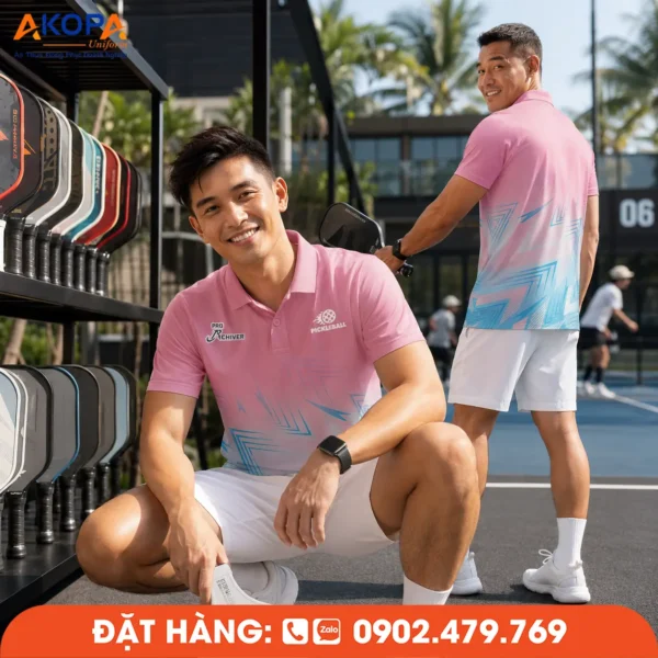 Áo Đồng Phục Pickleball Hồng Phối Xanh – PK207