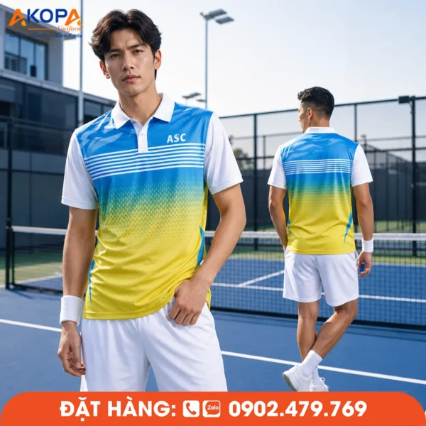 Áo Đồng Phục Pickleball Xanh Dương Và Vàng – PK223