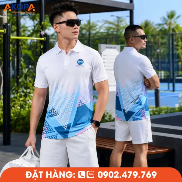 Áo Đồng Phục Pickleball Trắng Xanh – PK184