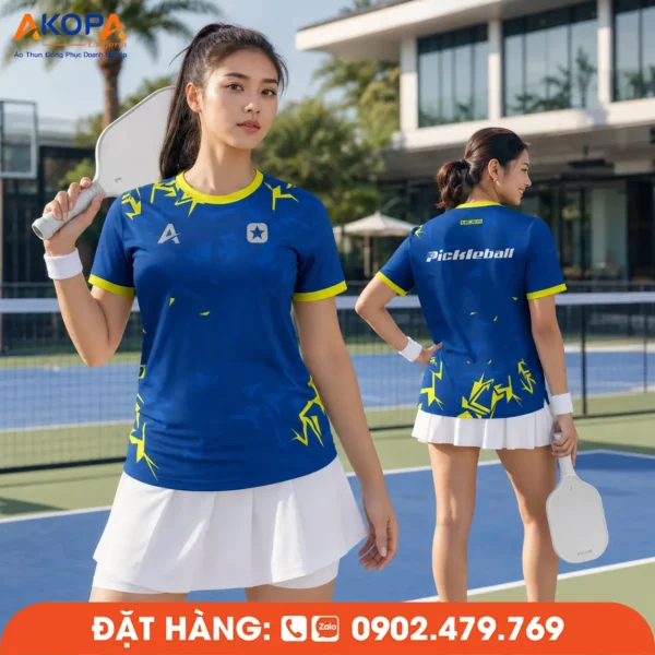 Áo Đồng Phục Pickleball Xanh Dương Và Vàng – PK230