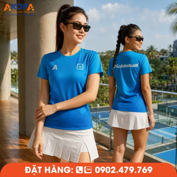 Áo Đồng Phục Pickleball Xanh Trơn Tối Giản – PK250